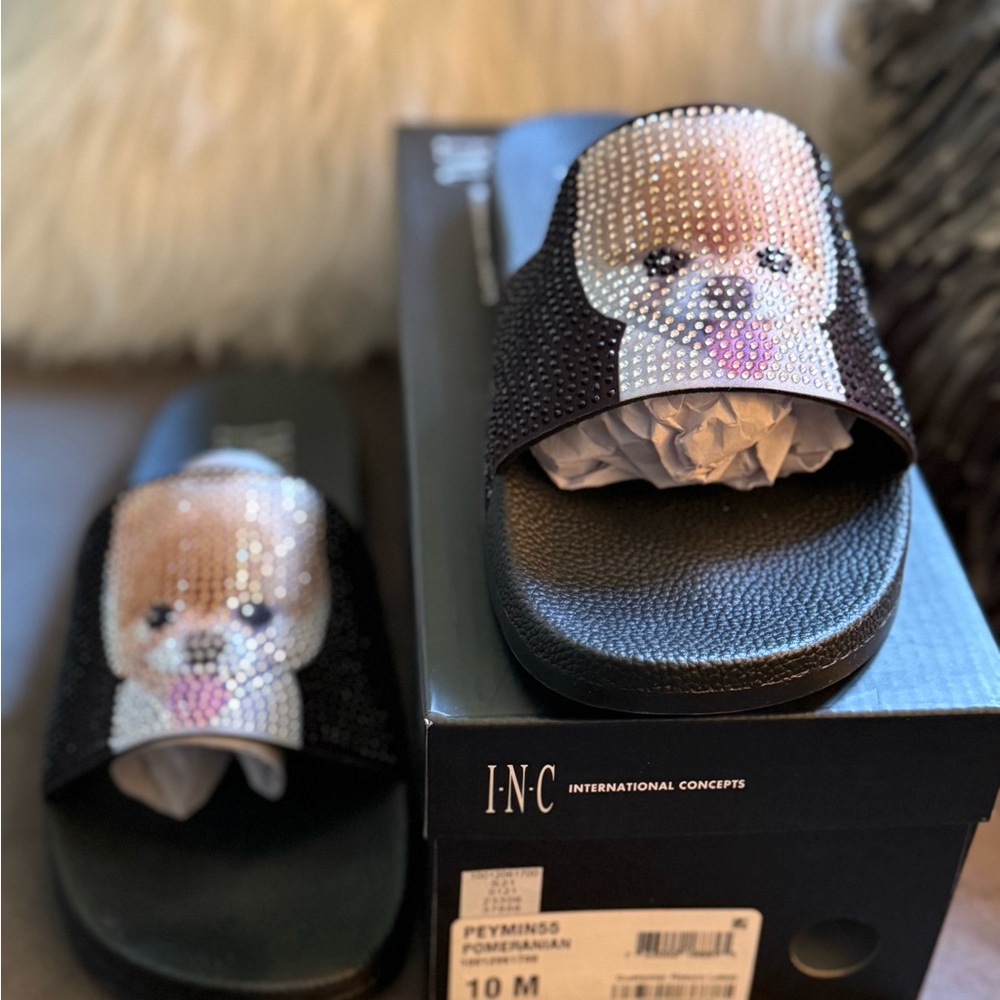 INC Boo the Pomeranian slide sandals-Brand new in box